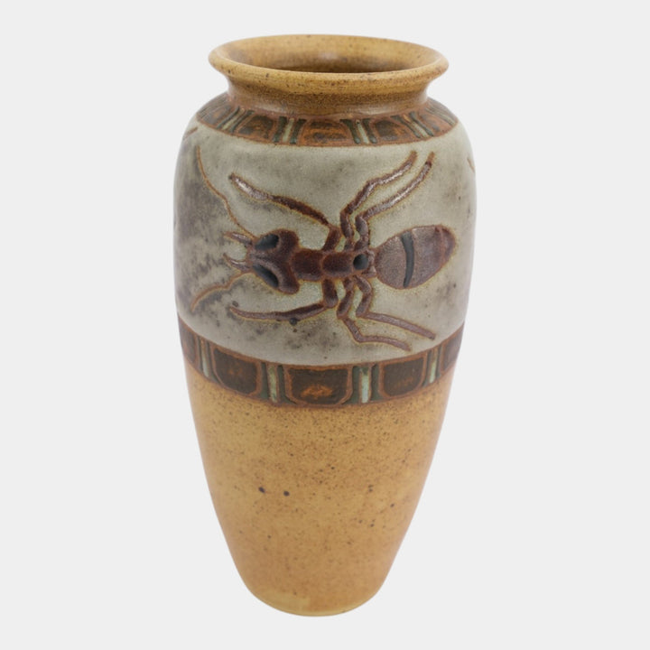 Eric Olson Common Ground Pottery 2004 Ceramic Stylized Ant Decorated Vase
