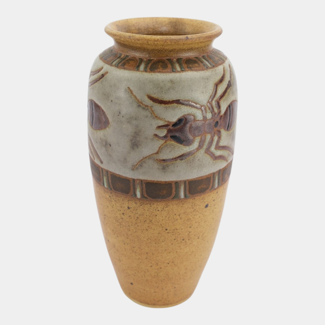 Eric Olson Common Ground Pottery 2004 Ceramic Stylized Ant Decorated Vase