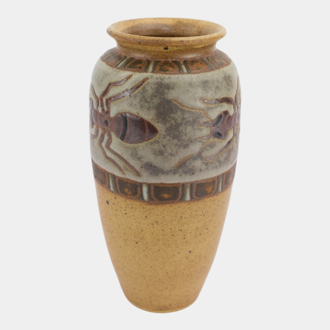 Eric Olson Common Ground Pottery 2004 Ceramic Stylized Ant Decorated Vase