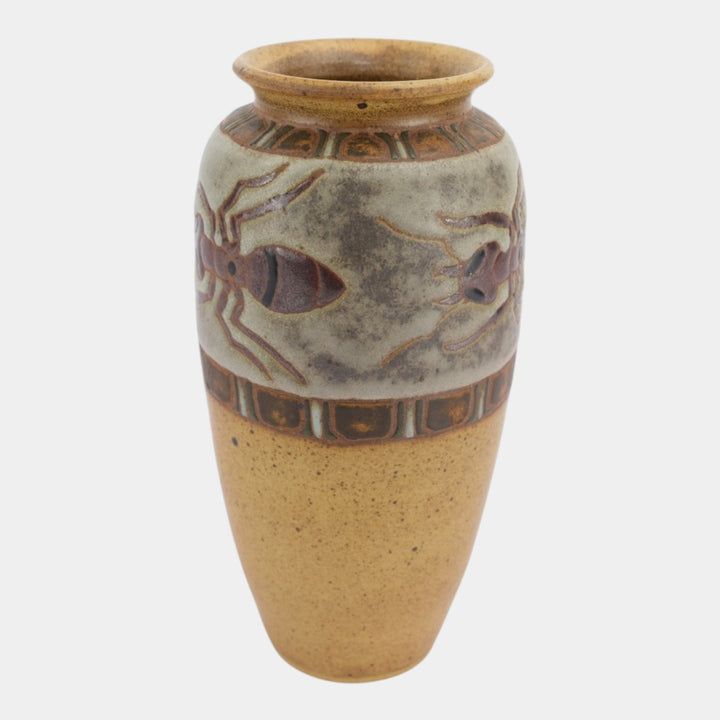 Eric Olson Common Ground Pottery 2004 Ceramic Stylized Ant Decorated Vase