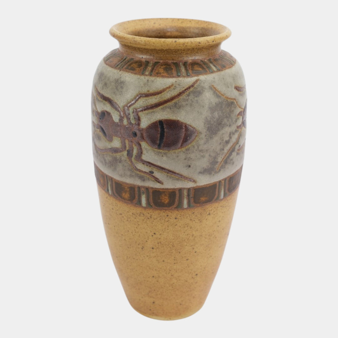 Eric Olson Common Ground Pottery 2004 Ceramic Stylized Ant Decorated Vase