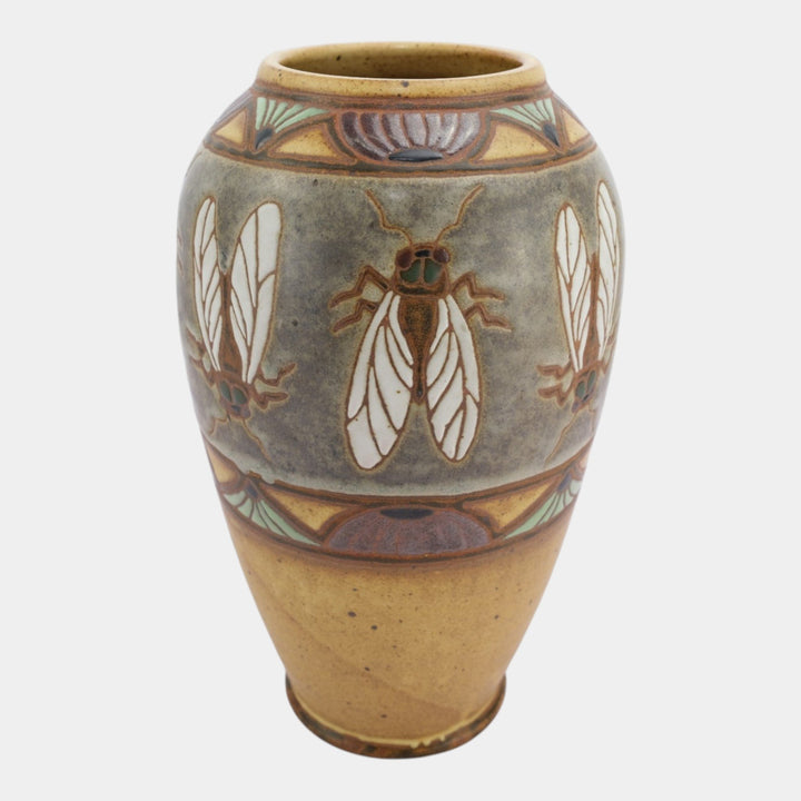 Eric Olson Common Ground Pottery 2004 Ceramic Stylized Fly Insect Decorated Vase