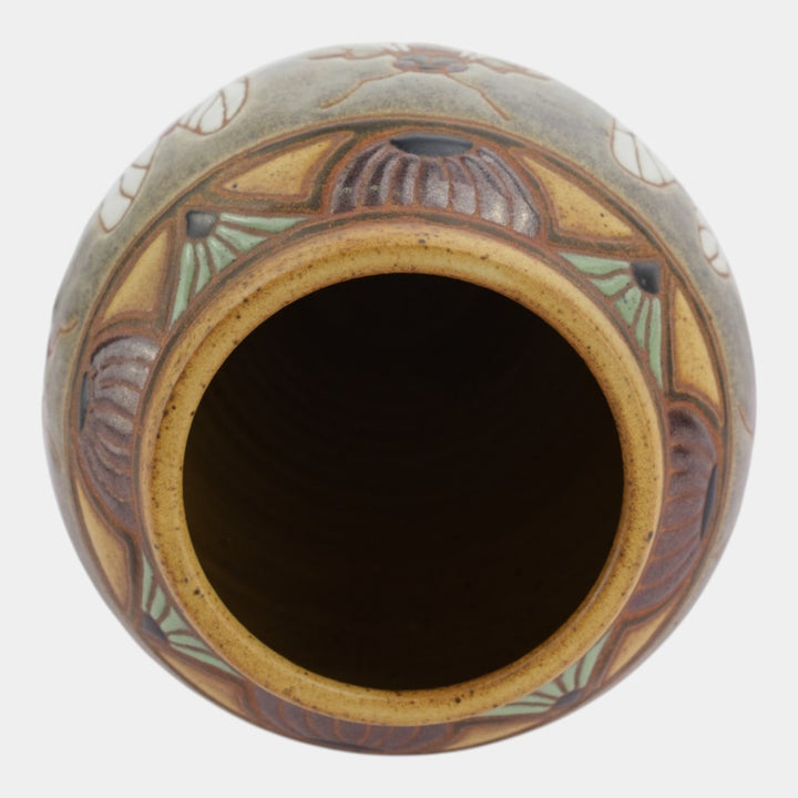 Eric Olson Common Ground Pottery 2004 Ceramic Stylized Fly Insect Decorated Vase