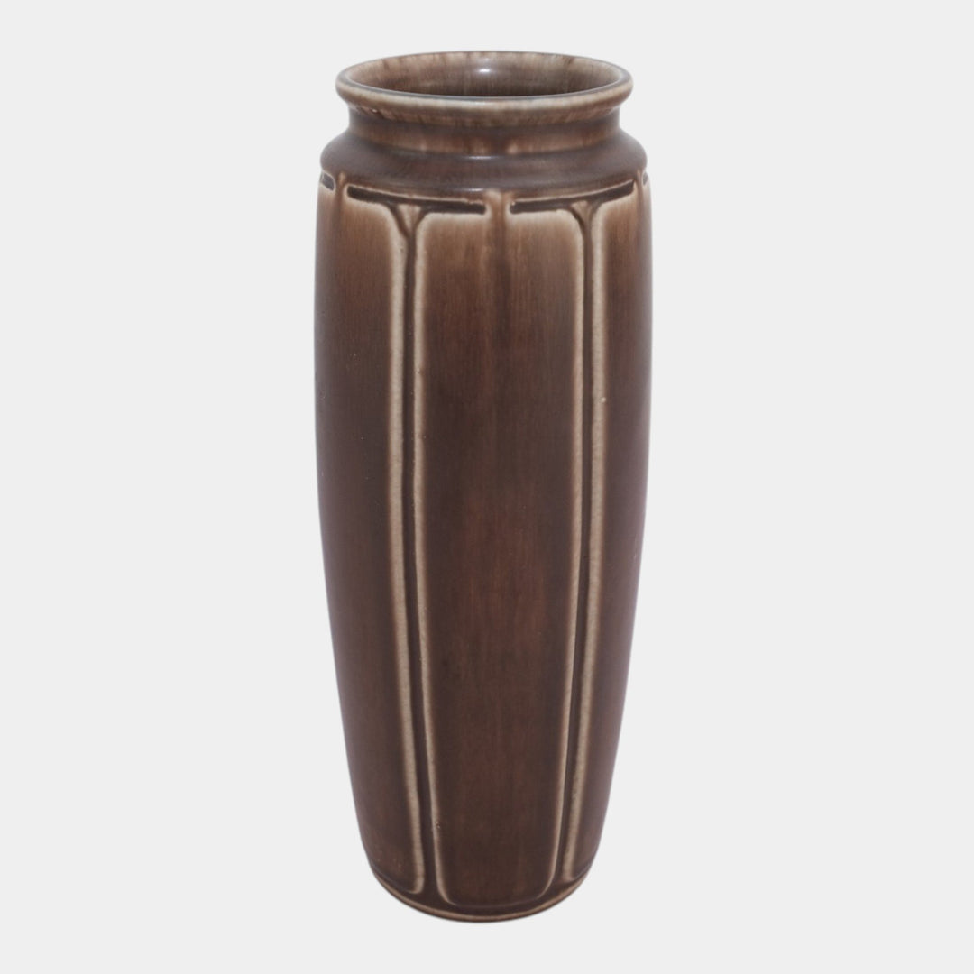 Rookwood 1922 Vintage Arts And Crafts Pottery Brown Panel Ceramic Vase 2420