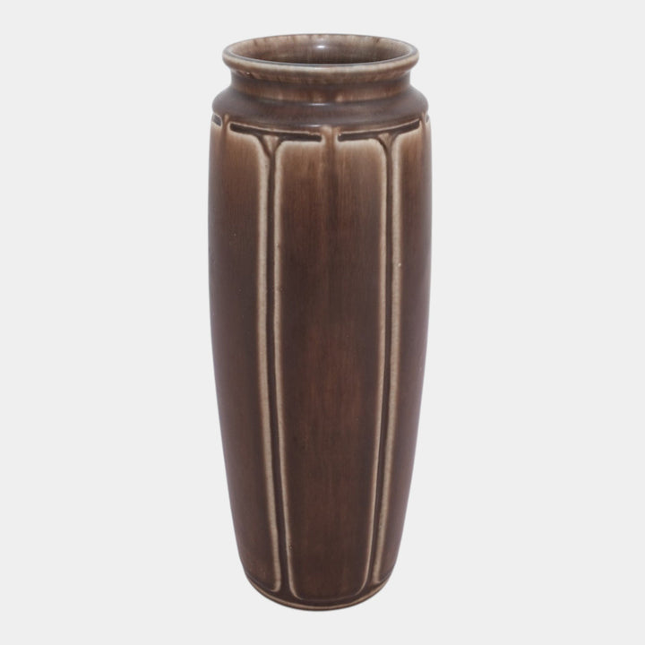 Rookwood 1922 Vintage Arts And Crafts Pottery Brown Panel Ceramic Vase 2420
