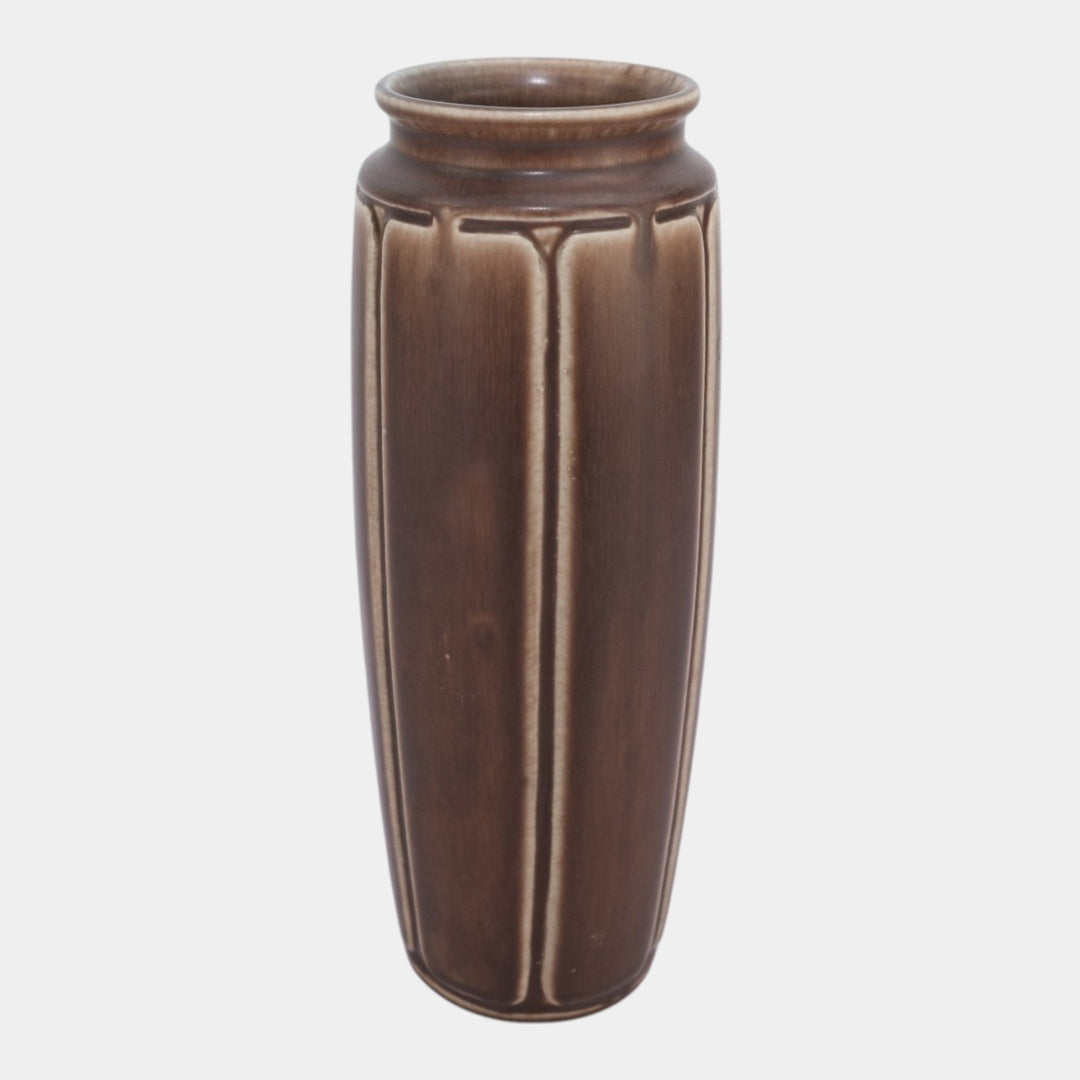 Rookwood 1922 Vintage Arts And Crafts Pottery Brown Panel Ceramic Vase 2420