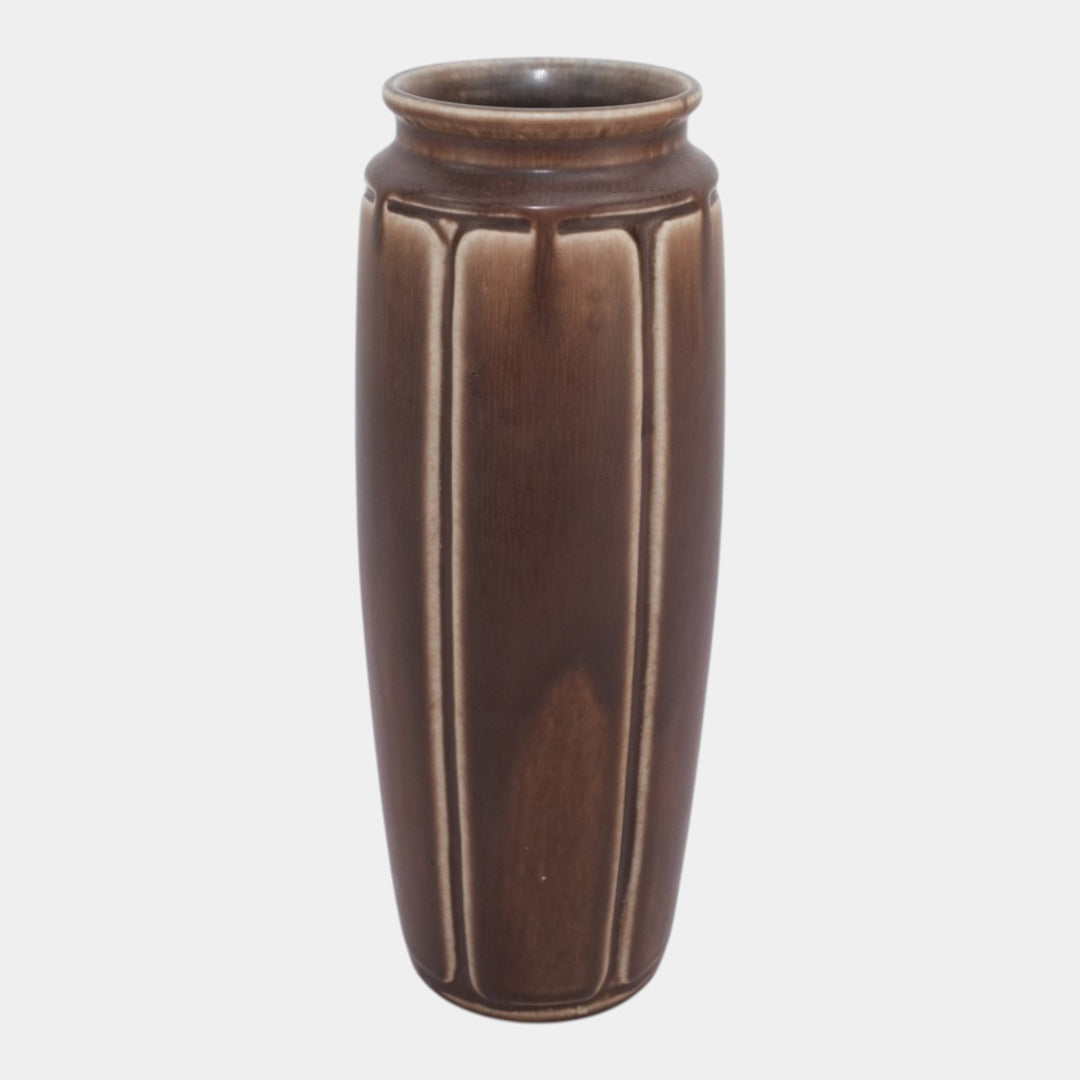 Rookwood 1922 Vintage Arts And Crafts Pottery Brown Panel Ceramic Vase 2420