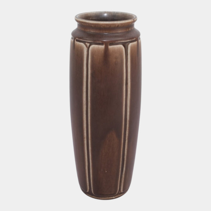 Rookwood 1922 Vintage Arts And Crafts Pottery Brown Panel Ceramic Vase 2420