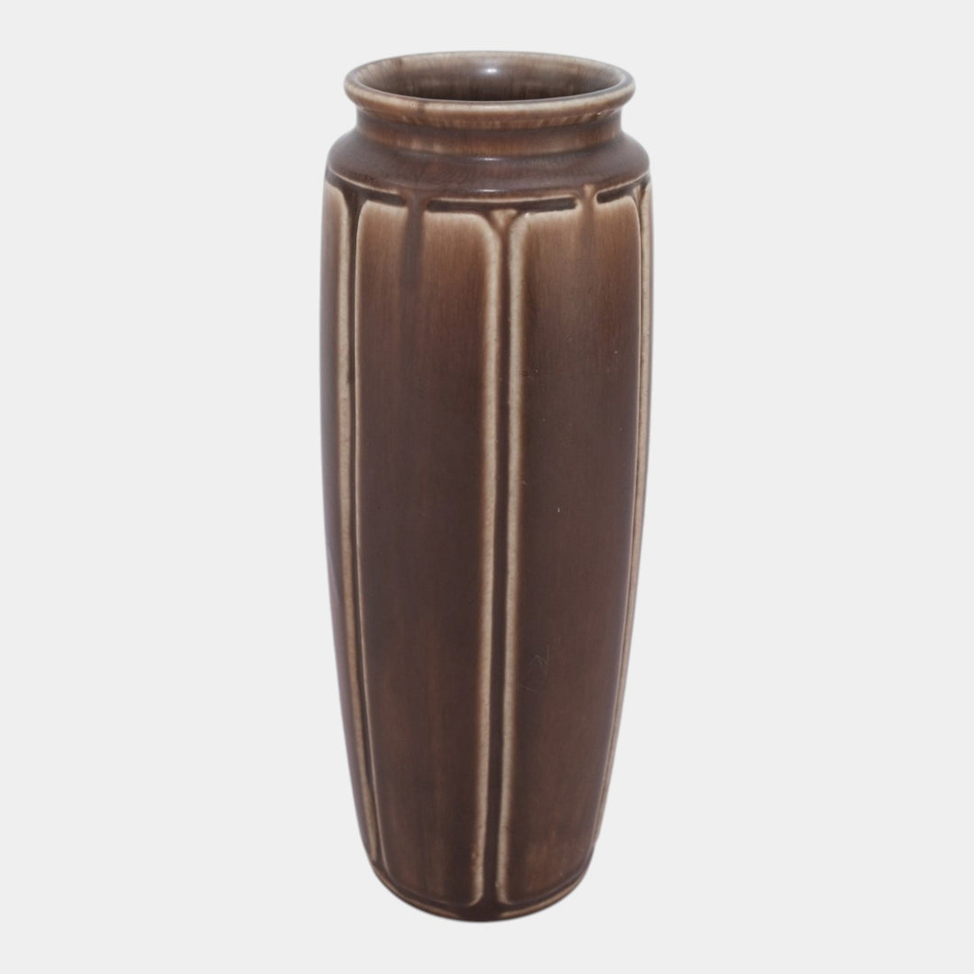 Rookwood 1922 Vintage Arts And Crafts Pottery Brown Panel Ceramic Vase 2420