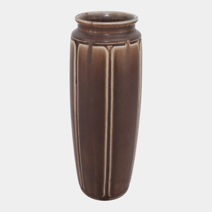 Rookwood 1922 Vintage Arts And Crafts Pottery Brown Panel Ceramic Vase 2420