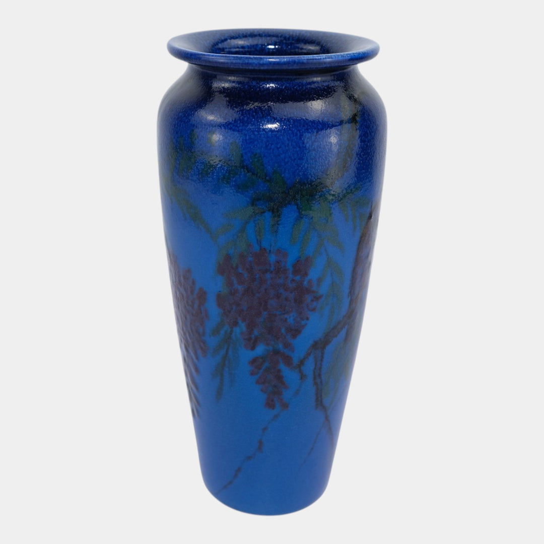 Rookwood 1924 Art Deco Pottery Birds On Wisteria Branch Blue Vase 2790 Hurley
