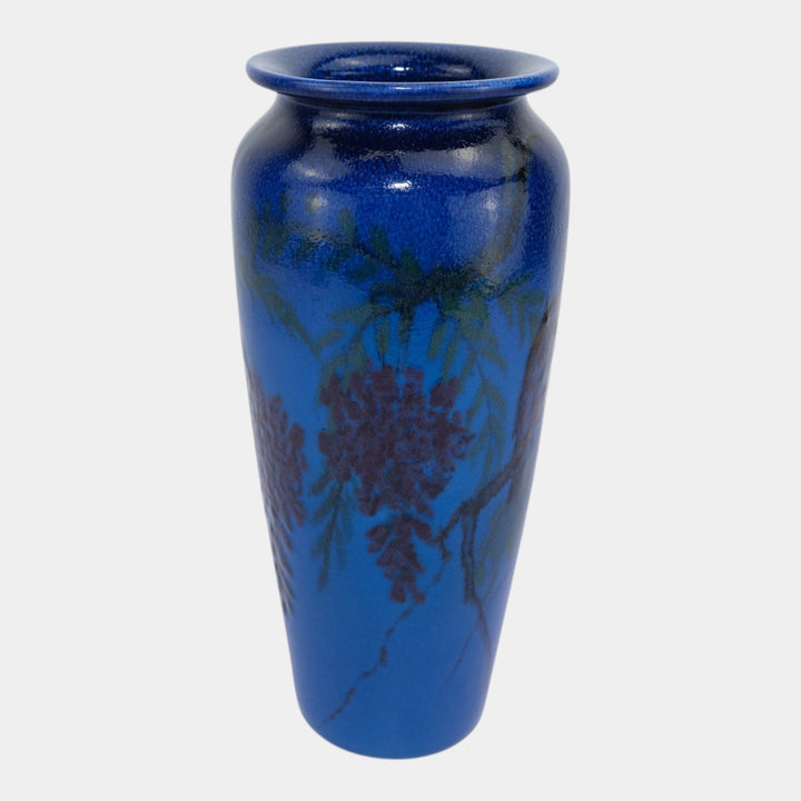 Rookwood 1924 Art Deco Pottery Birds On Wisteria Branch Blue Vase 2790 Hurley