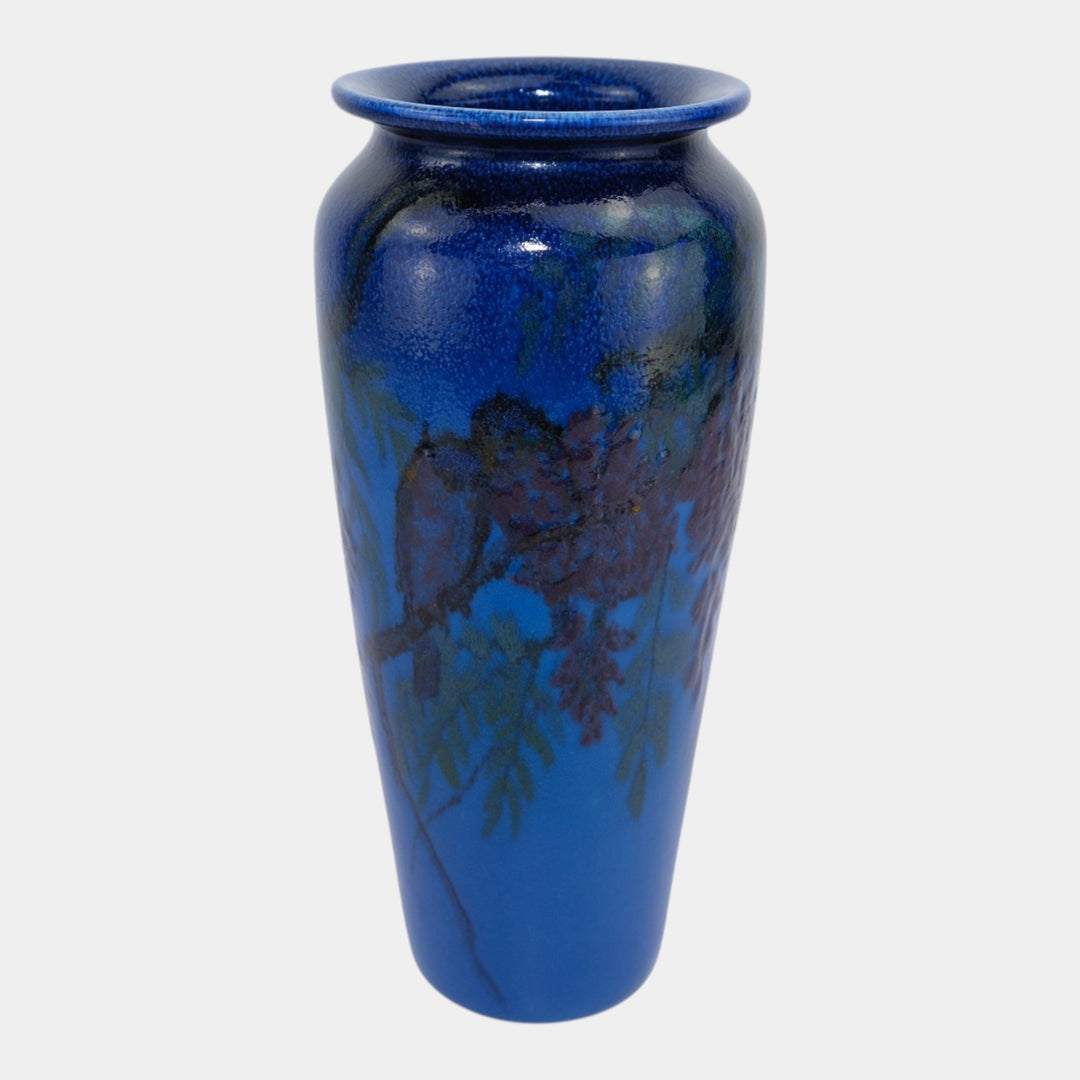 Rookwood 1924 Art Deco Pottery Birds On Wisteria Branch Blue Vase 2790 Hurley
