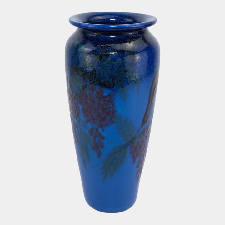Rookwood 1924 Art Deco Pottery Birds On Wisteria Branch Blue Vase 2790 Hurley