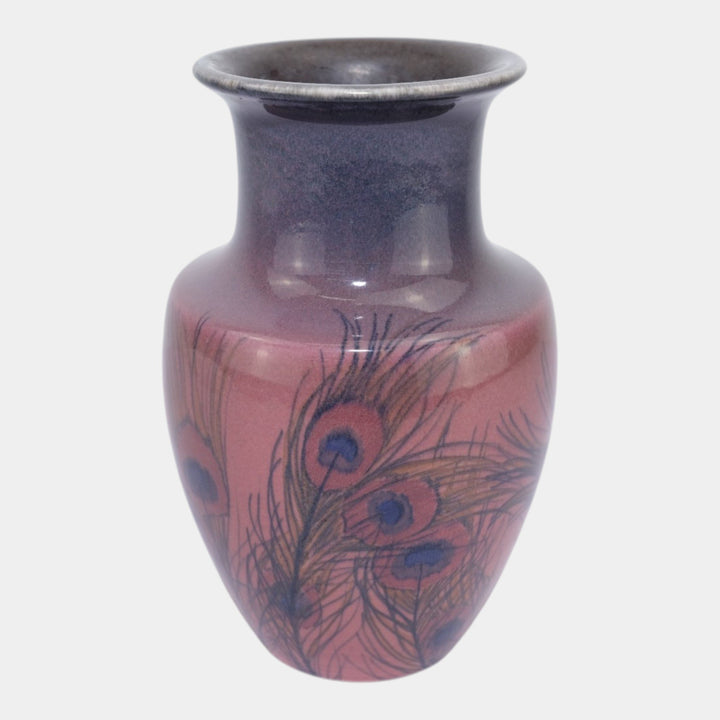 Rookwood 1925 Black Opal Art Deco Pottery Peacock Feather Vase 419 Sara Sax