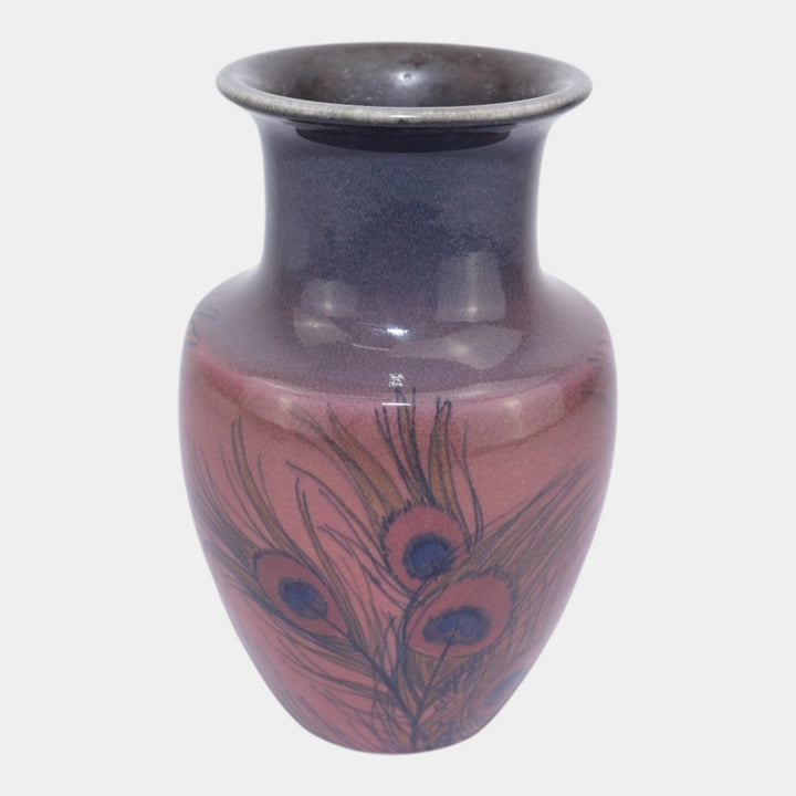 Rookwood 1925 Black Opal Art Deco Pottery Peacock Feather Vase 419 Sara Sax