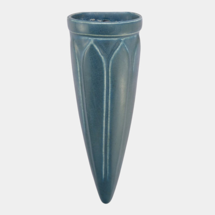 Rookwood 1925 Vintage Arts And Crafts Pottery Blue Ceramic Wall Pocket 2008