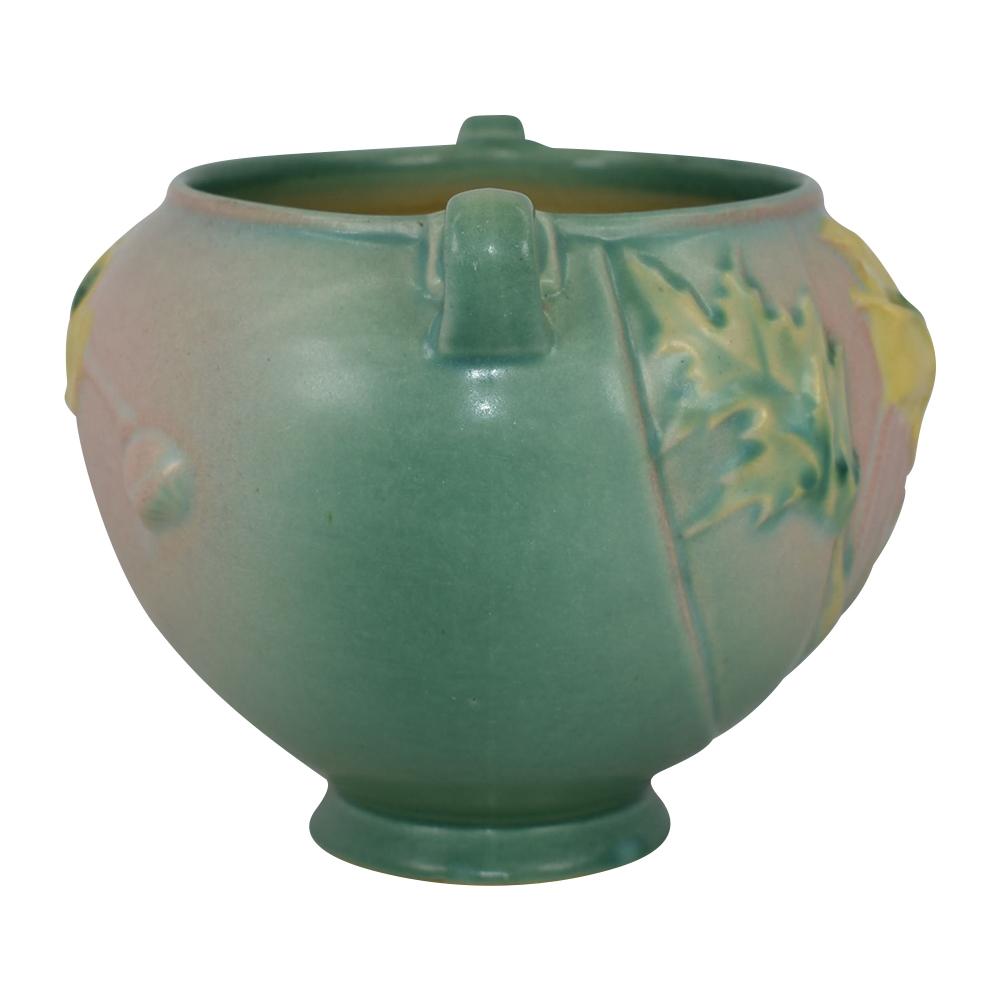 Roseville Poppy Green Vintage 1938 Art Pottery Jardiniere Planter 642-4