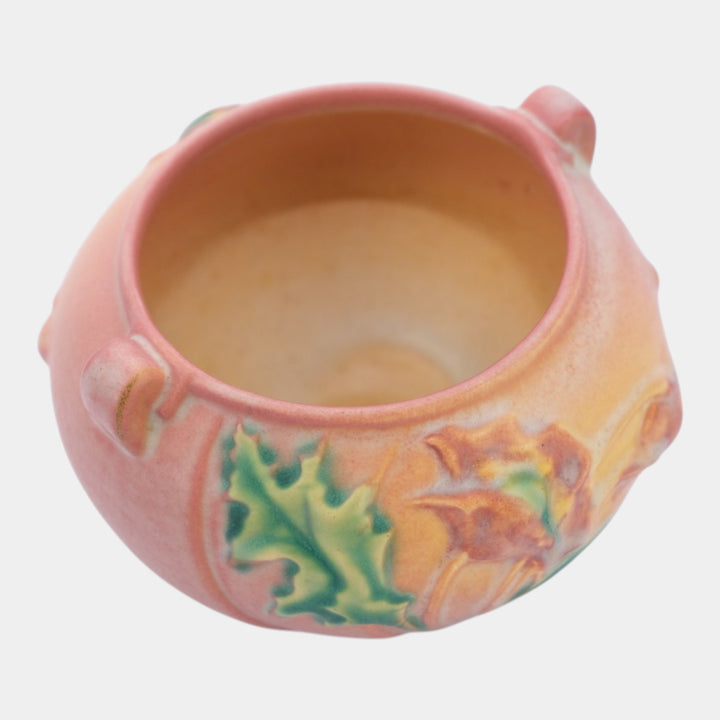 Roseville Poppy Pink 1938 Vintage Art Deco Pottery Jardiniere Planter 642-3