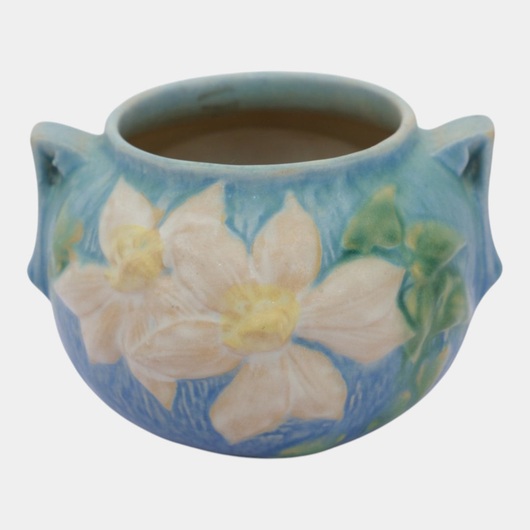 Roseville Clematis Blue 1944 Vintage Art Pottery Jardiniere Planter 455-4