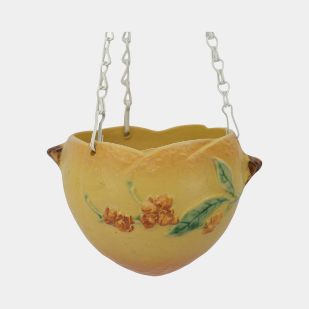 Roseville Bittersweet Yellow 1951 Vintage Art Pottery Hanging Basket Planter