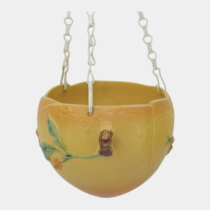 Roseville Bittersweet Yellow 1951 Vintage Art Pottery Hanging Basket Planter