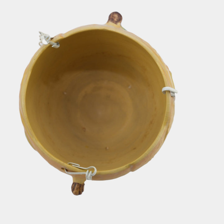 Roseville Bittersweet Yellow 1951 Vintage Art Pottery Hanging Basket Planter
