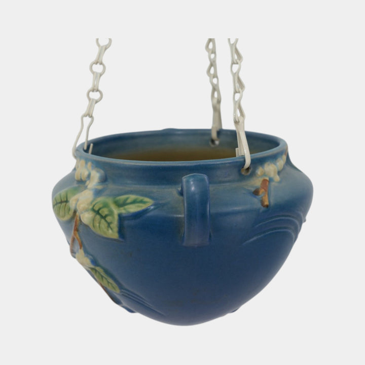 Roseville Snowberry Blue 1947 Vintage Art Pottery Ceramic Hanging Basket Planter