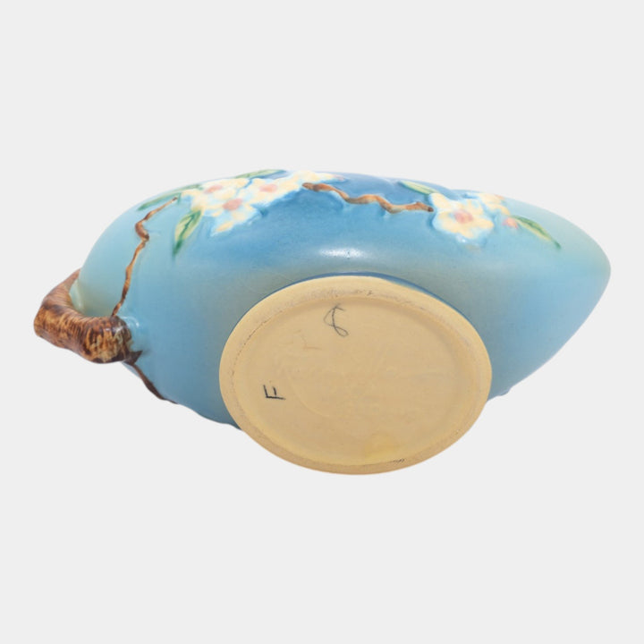 Roseville Apple Blossom Blue 1949 Vintage Art Pottery Ceramic Basket 310-10