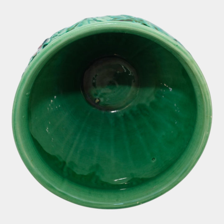 Weller Flemish Blended Majolica 1900s Art Pottery Green Blue Large Jardiniere