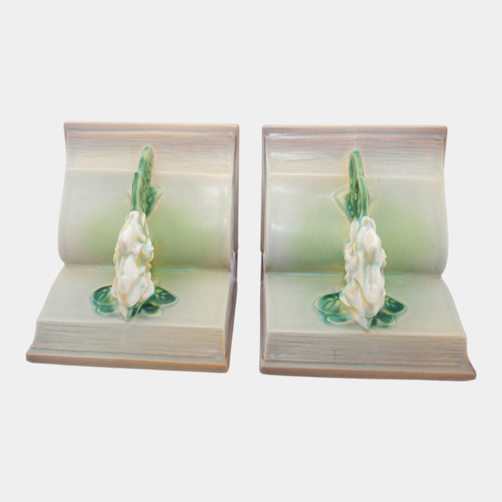 Roseville Gardenia Gray 1950 Mid Century Modern Ceramic Bookends 659