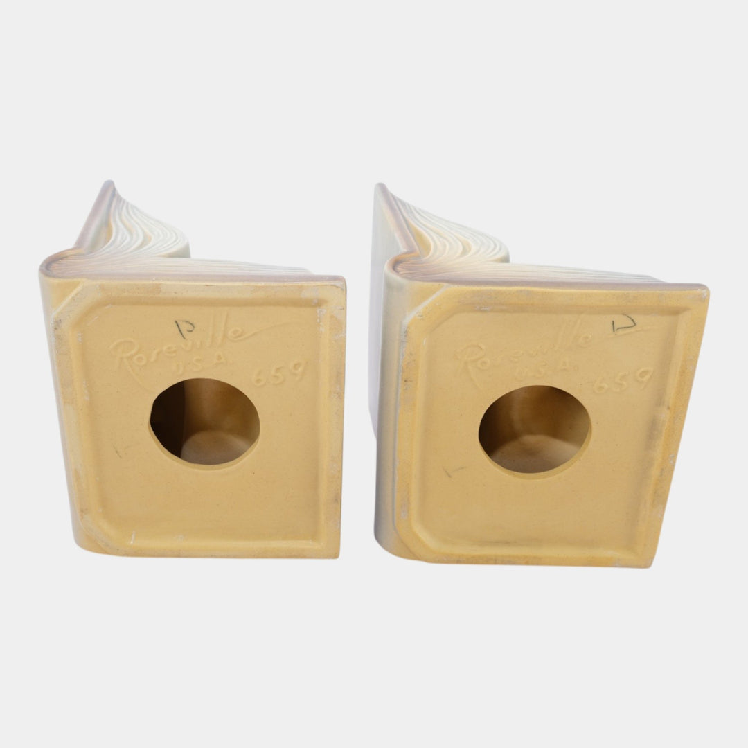Roseville Gardenia Gray 1950 Mid Century Modern Ceramic Bookends 659