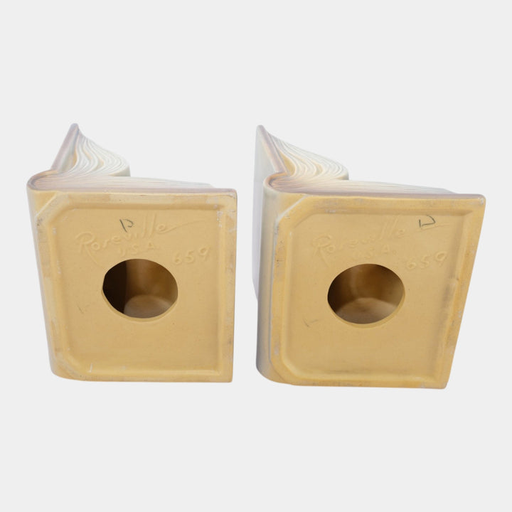 Roseville Gardenia Gray 1950 Mid Century Modern Ceramic Bookends 659