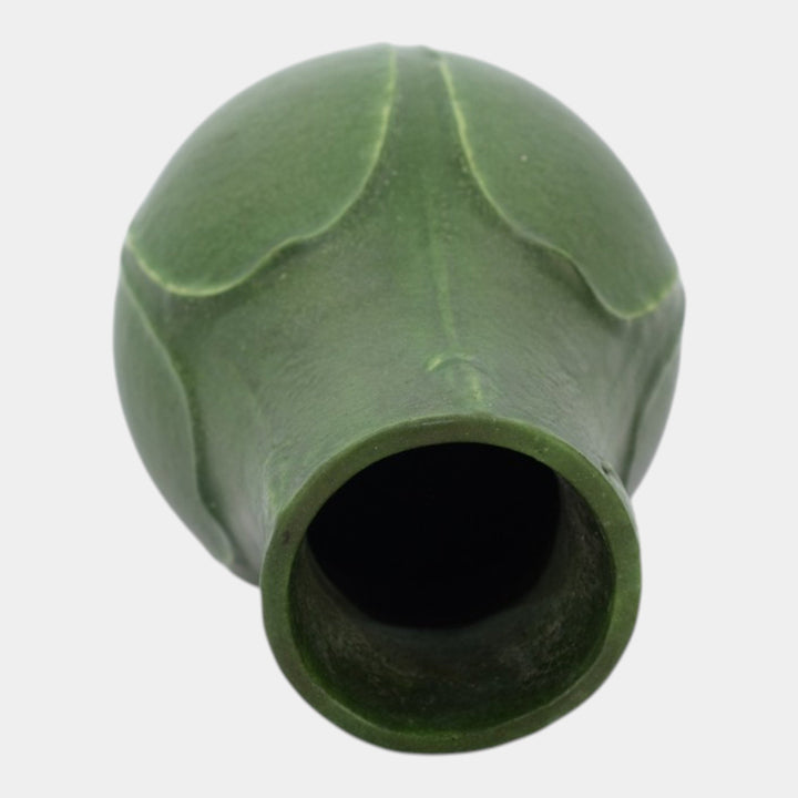Grueby Vintage Arts and Crafts Pottery Matte Green Flower Buds Broad Leaf Vase