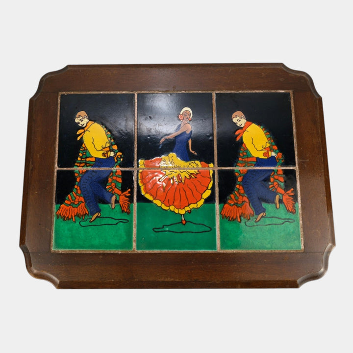 Taylor Tilery California Pottery 1930s Figural Dancers Tile Top Art Deco Table