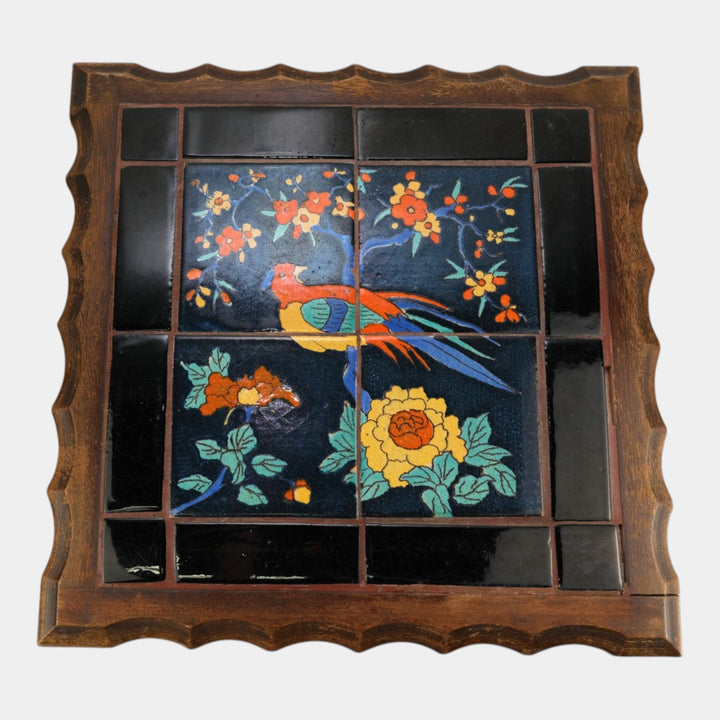 Taylor Tilery California Pottery 1930s Colorful Parrot Art Deco Tile Side Table