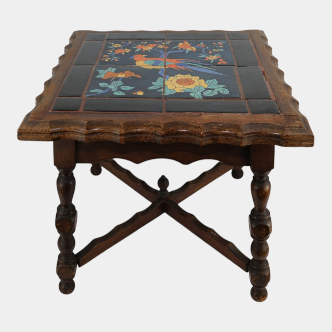 Taylor Tilery California Pottery 1930s Colorful Parrot Art Deco Tile Side Table