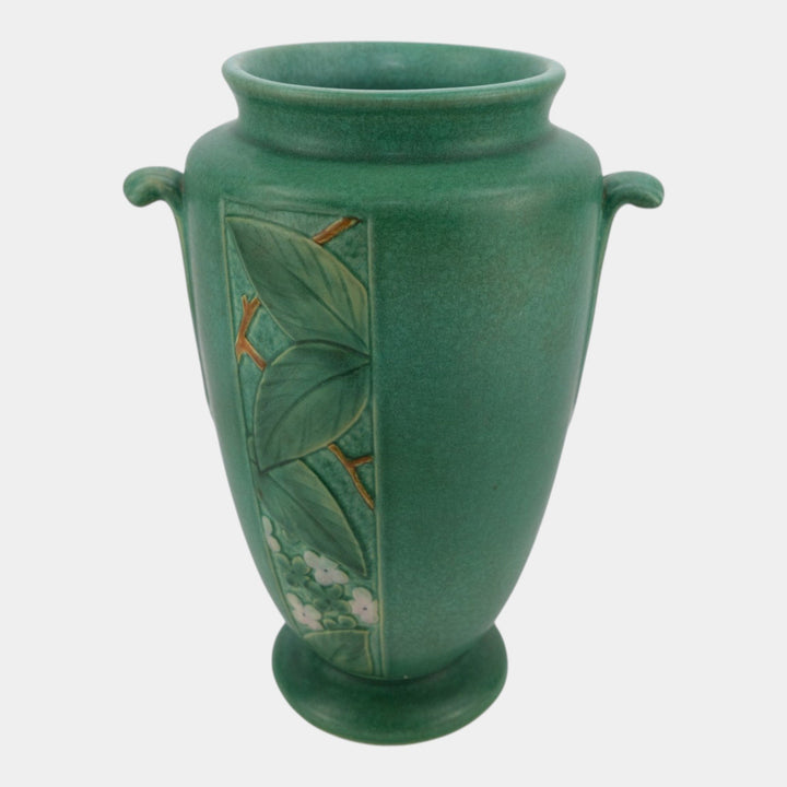 Weller Velva Green 1928-33 Vintage Art Deco Pottery Floral Panel Ceramic Vase