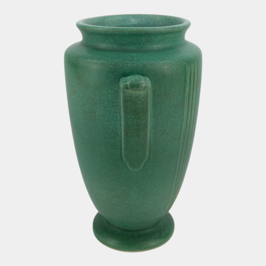 Weller Velva Green 1928-33 Vintage Art Deco Pottery Floral Panel Ceramic Vase