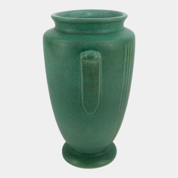 Weller Velva Green 1928-33 Vintage Art Deco Pottery Floral Panel Ceramic Vase