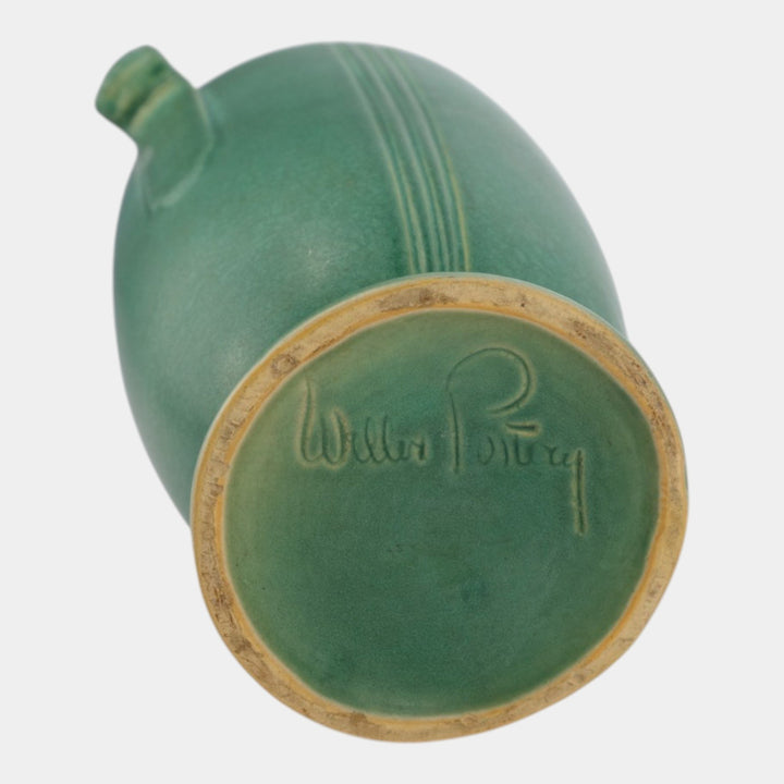 Weller Velva Green 1928-33 Vintage Art Deco Pottery Floral Panel Ceramic Vase