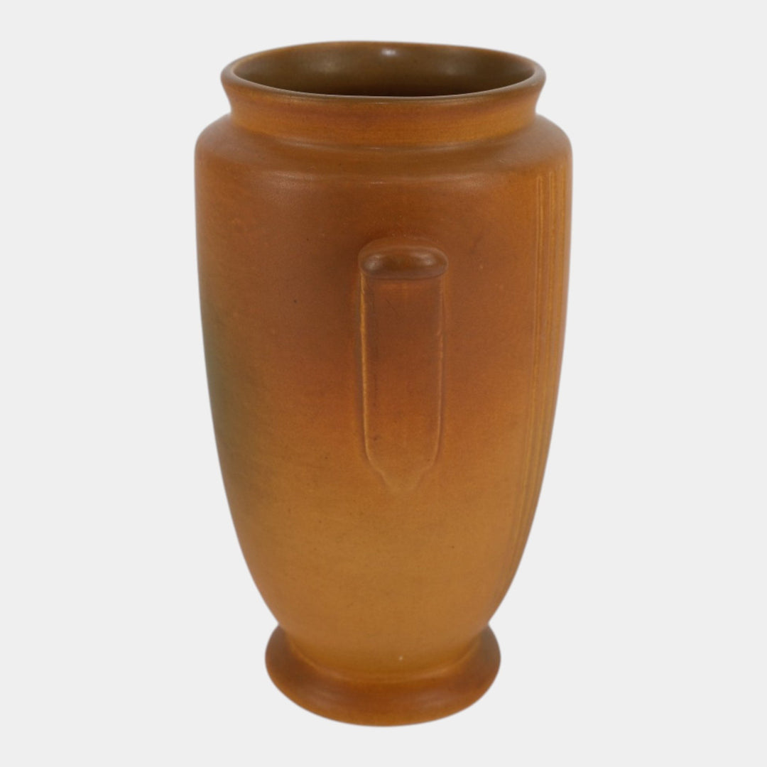 Weller Velva Brown 1928-33 Vintage Art Deco Pottery Floral Panel Ceramic Vase