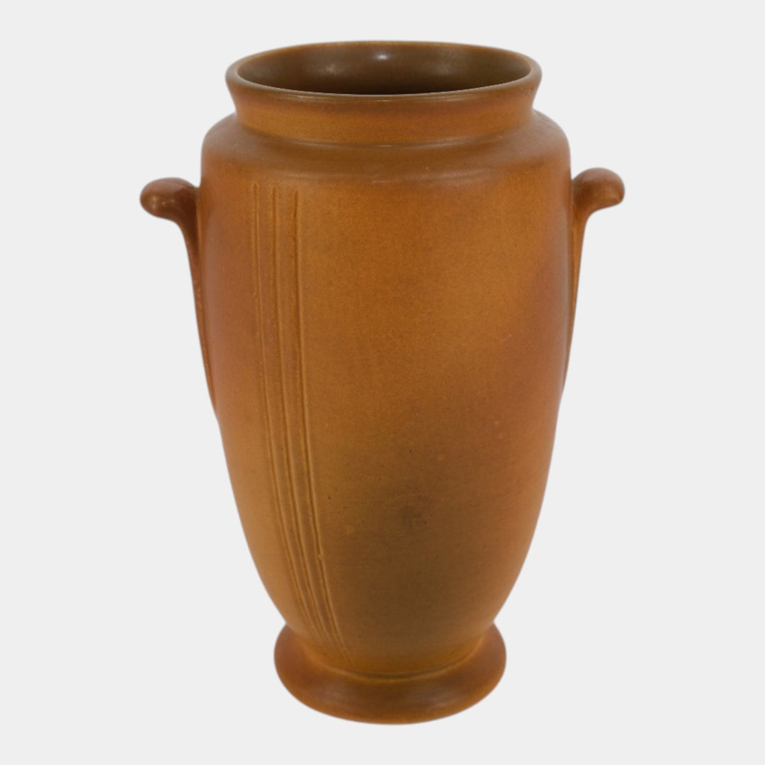Weller Velva Brown 1928-33 Vintage Art Deco Pottery Floral Panel Ceramic Vase