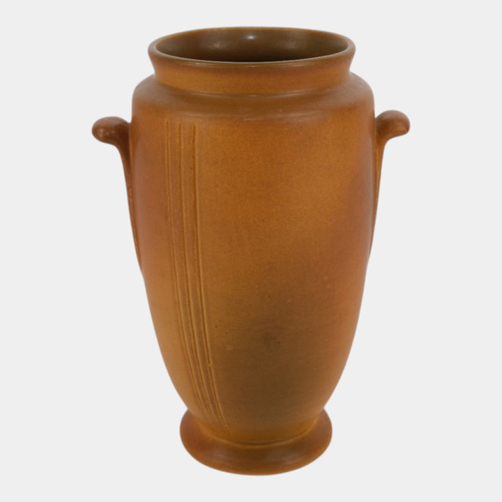 Weller Velva Brown 1928-33 Vintage Art Deco Pottery Floral Panel Ceramic Vase