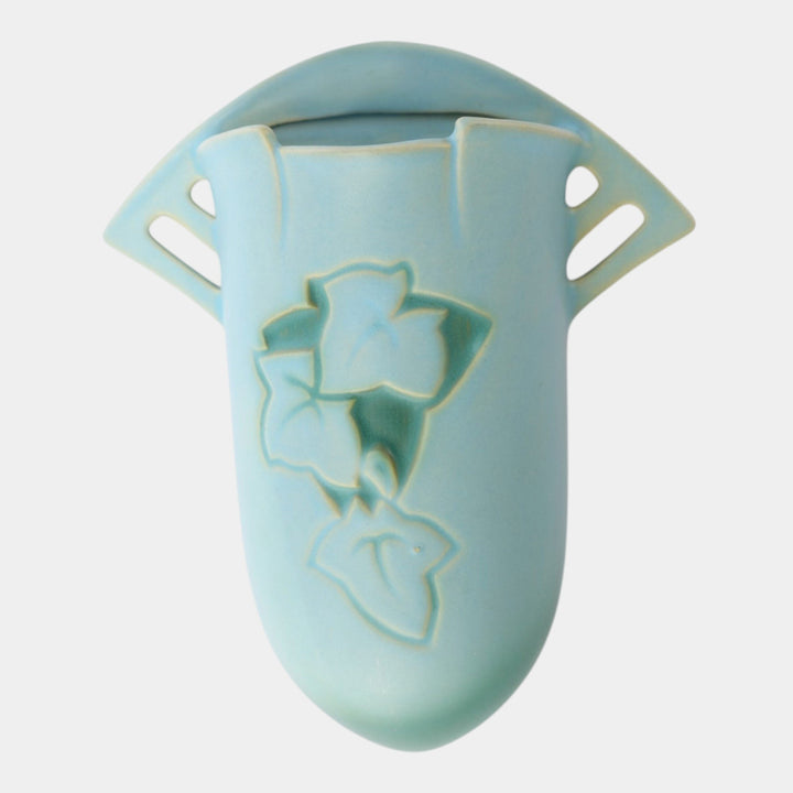 Roseville Silhouette Blue 1950 Mid Century Modern Pottery Wall Pocket 766-8