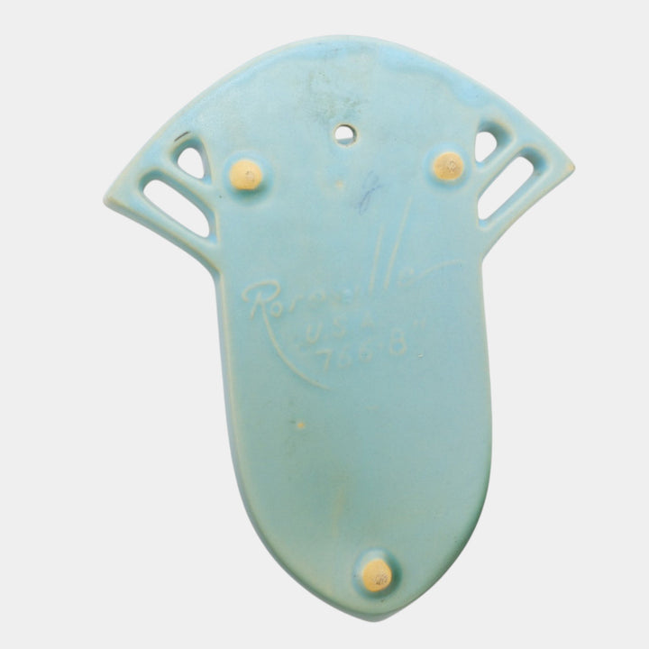 Roseville Silhouette Blue 1950 Mid Century Modern Pottery Wall Pocket 766-8