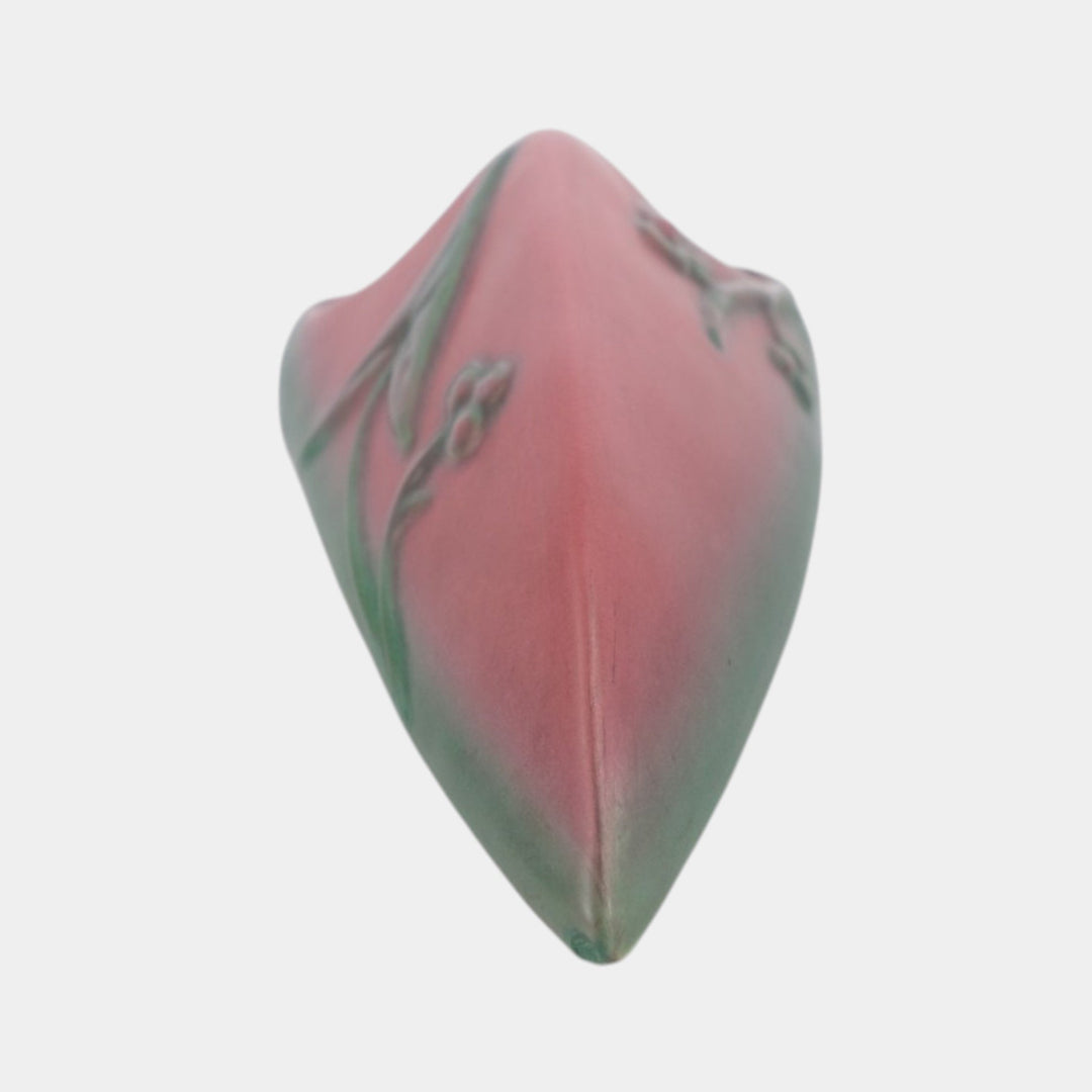 Weller Pottery Tutone 1920s Red And Green Arrowhead Leaf Art Deco Wall Pocket