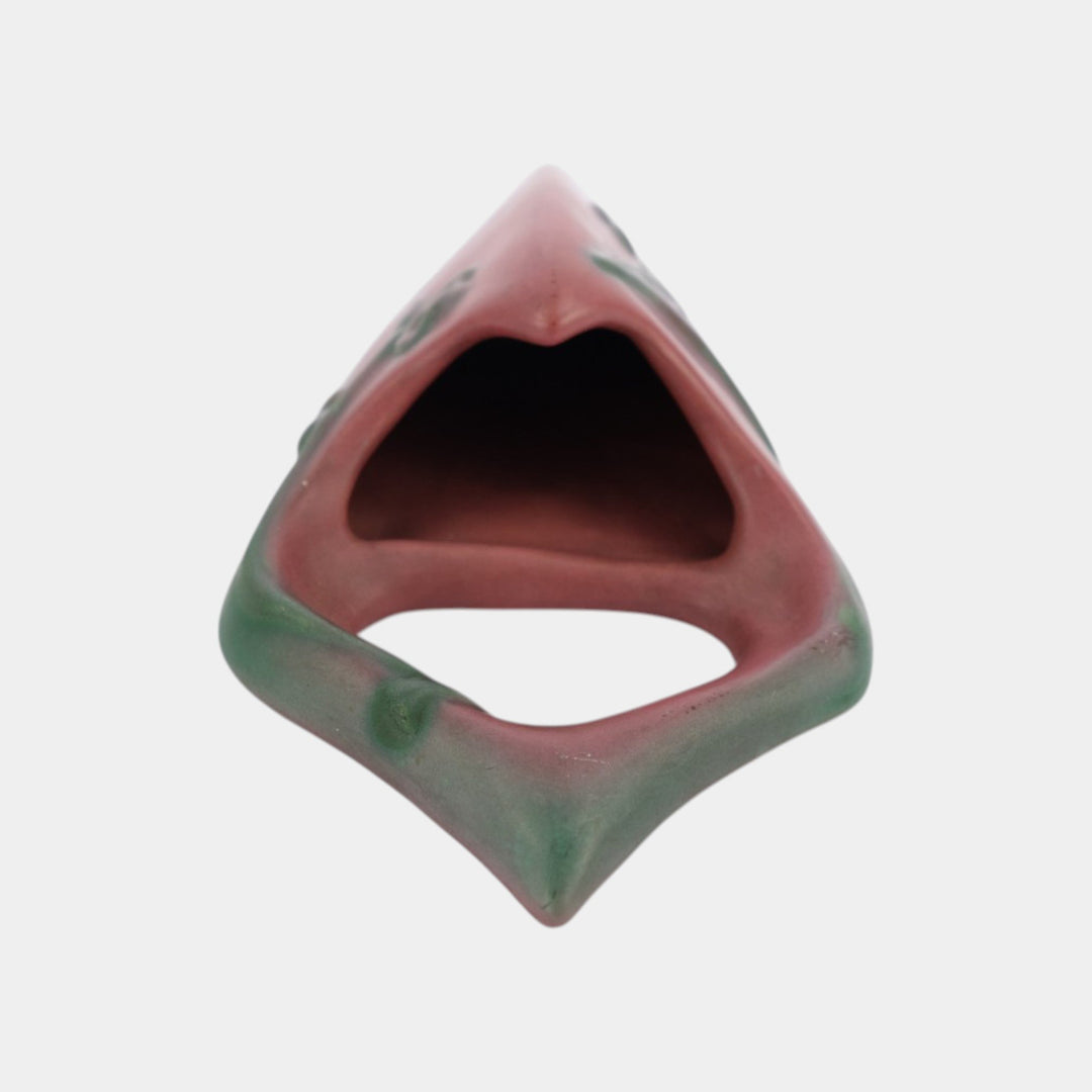 Weller Pottery Tutone 1920s Red And Green Arrowhead Leaf Art Deco Wall Pocket