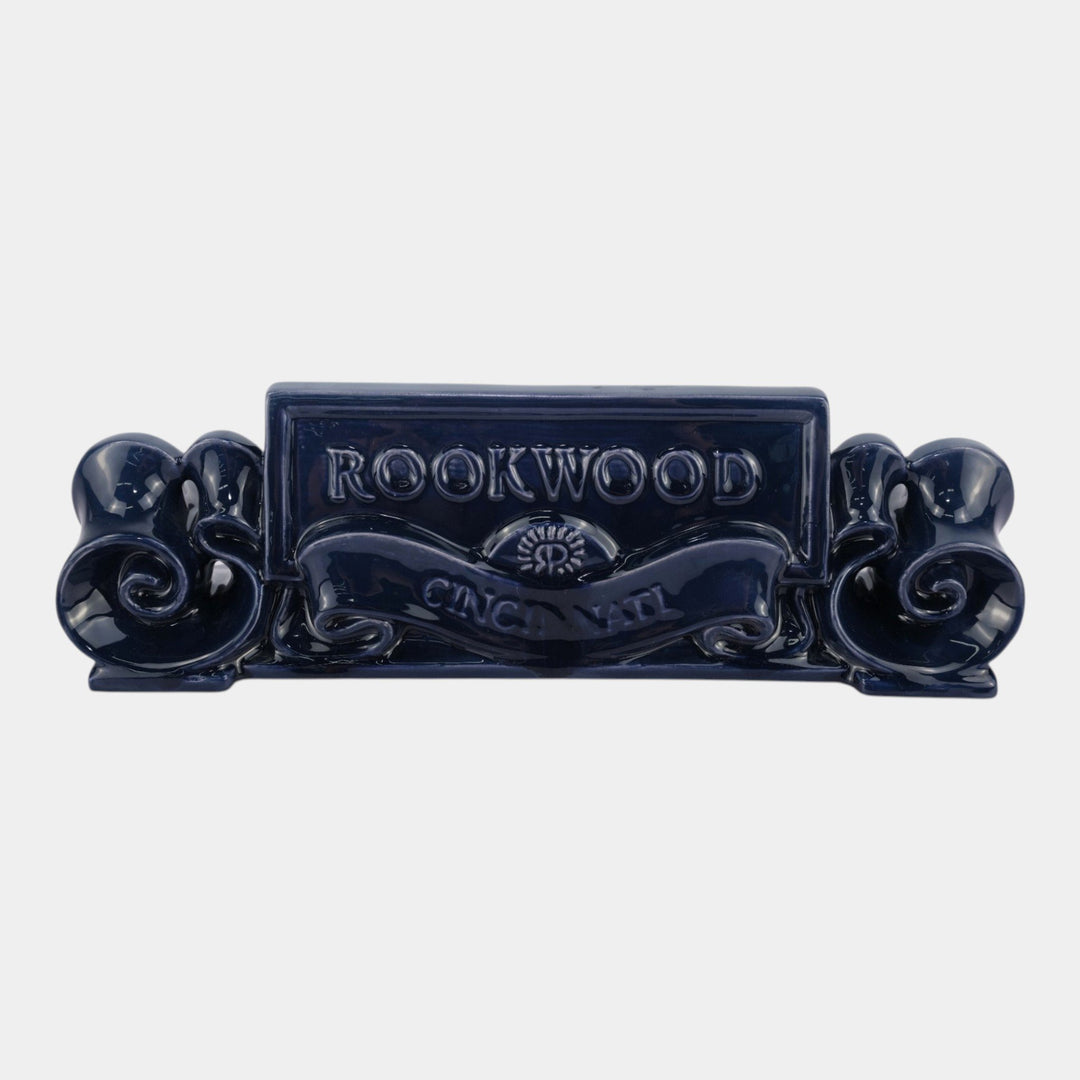 Rookwood 1998 Art Pottery High Glaze Blue Scroll Advertising Dealer Sign