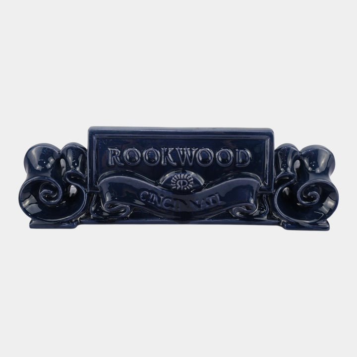 Rookwood 1998 Art Pottery High Glaze Blue Scroll Advertising Dealer Sign